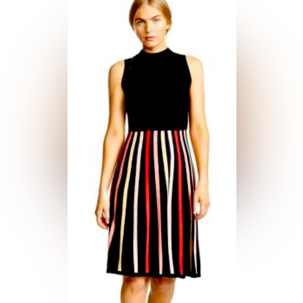 Shoshanna Black and Red A-Line Midi Dress